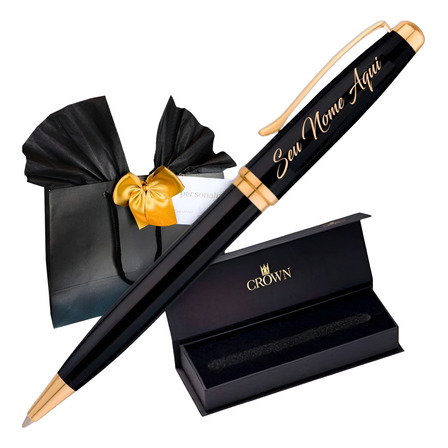 Caneta Luxo Presidente Crown Personalizada Nome Logo Estojo Caneta Luxo Presidente Crown Personalizada Nome Logo Estojo