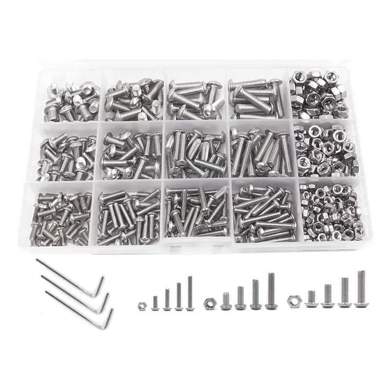 500 Pcs M3 M4 M5 Tornillos Hexagonales De Cabeza Plana Acero
