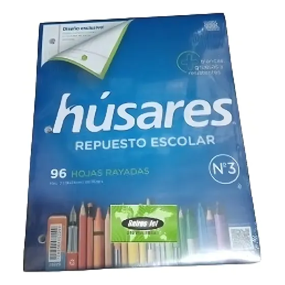 Repuesto Escolar No 3 Husares 6229 Carpeta Rayadas 96 Hojas