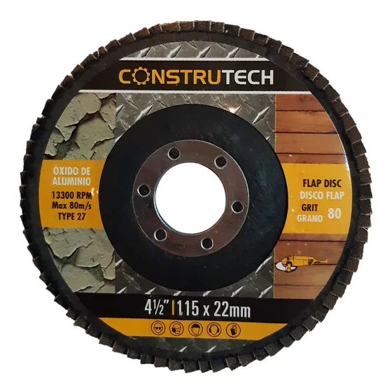Disco Flap Para Lijar 115mm Construtech Grano 80 G P