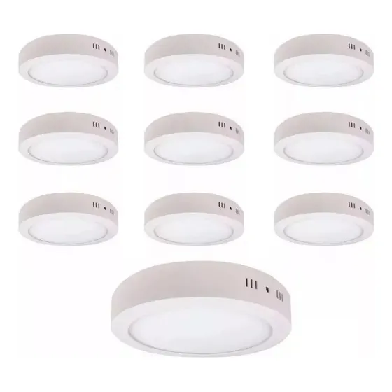 Pack 10 Focoplafón Led 18w Sobrepuesto Redondo Blanco Frío
