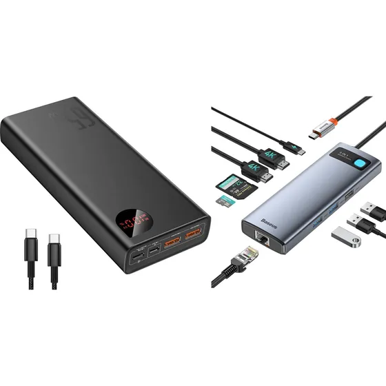 Baseus Power Bank Usb Estacion Conexion Doble Monitor