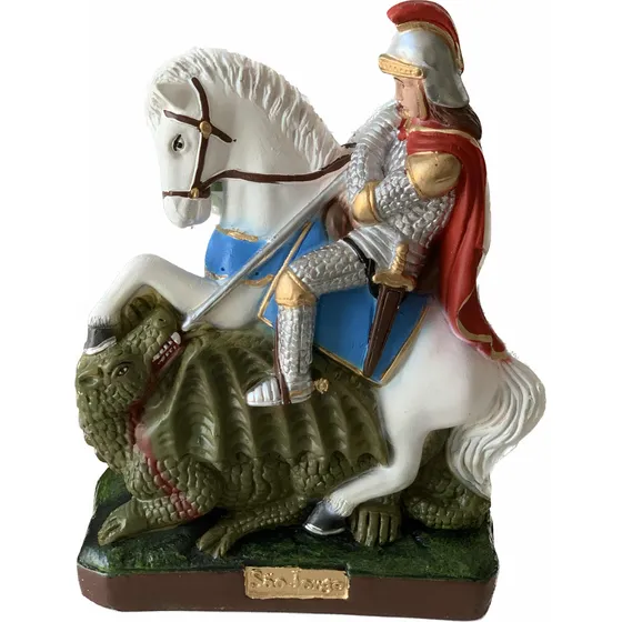 Imagem São Jorge 25 Cm Gesso Escultura Catolico Colorido