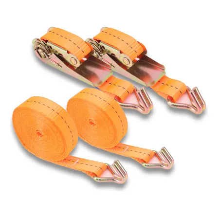 Cinta Amarrar Carga Bagagem Com Catraca 5m Carro Moto Laranja 5m - Kit 2 Peças