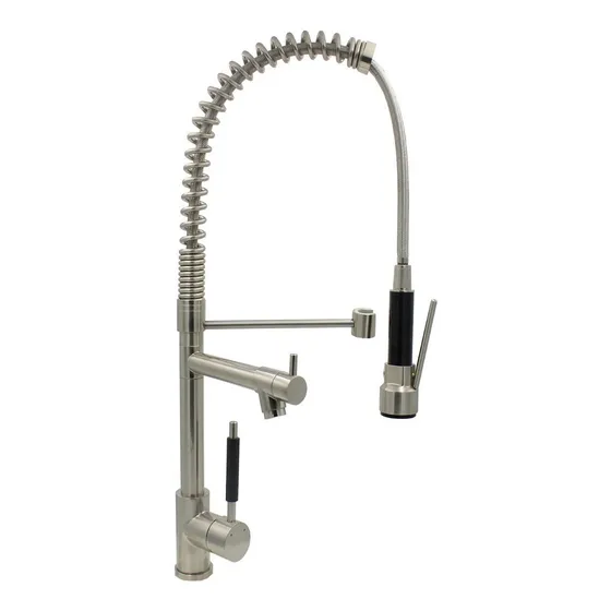 Monomando Cocina Fregadero Flexible 3 Funciones Satinado Acabado Cepillado Color Plateado