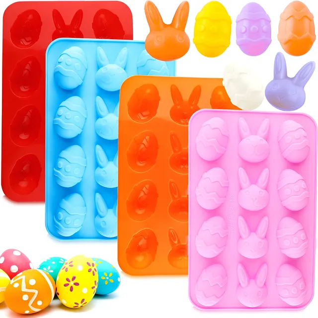 Molde Silicona 12 Fig. Pascua Huevo Conejo Chocolate