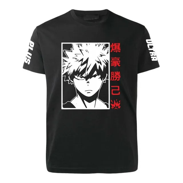 Remera Negra Boku No Hero Bakugou Vector Serie Anime Mod 08