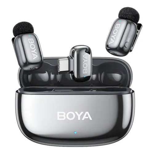 Microfone Sem Fio Rode Wireless Go 2 Duplo + Suporte Mão Cor Preto