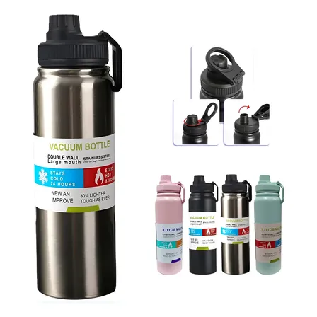 800mlgarrafa Térmica Água Squeeze Inox Academiaquente E Frio Prata