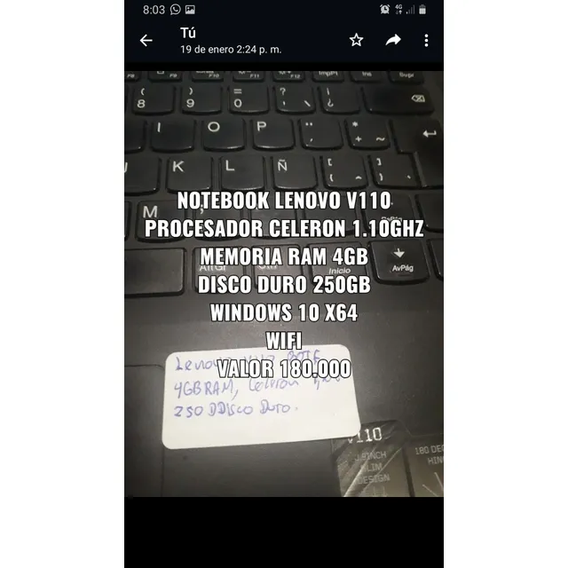 Notebook Lenovo V110 80tf Lista