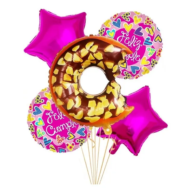 Kit De 5 Globos Forma De Donuts 