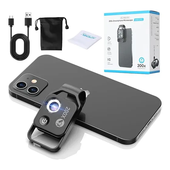 Lupa De Aumento 200x Con Led - Camara Móvil Universal