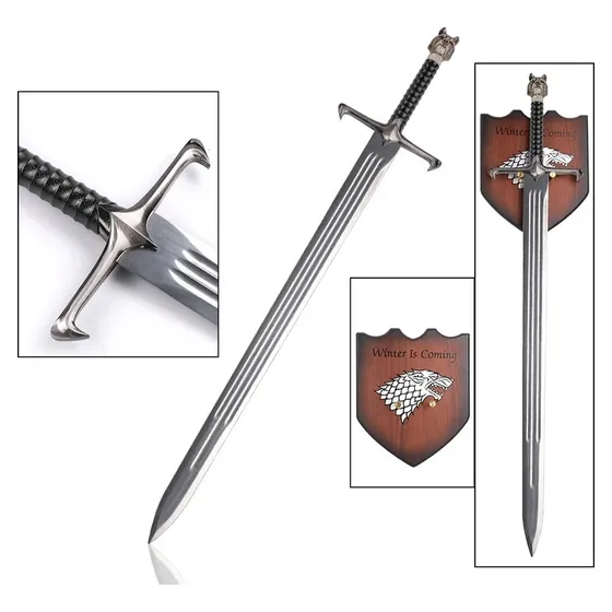 Espada Jon Snow Game Of Thones Lobo Livro Aço Inox + Suporte