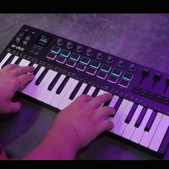 M-vave Smk-37black Pro Teclado Midi Estúdio Produção Musical