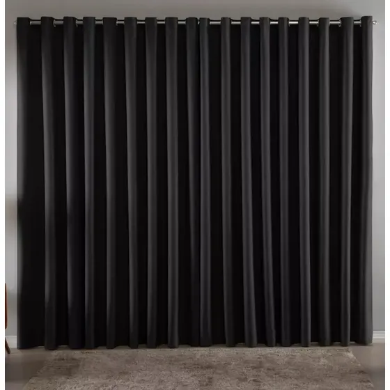 Cortina Blackout Em Tecido 4,00x2,80 Corta Luz Cor Preta