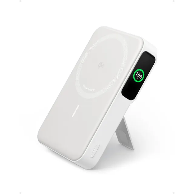 Power Bank Anker MagGo MagSafe, bateria portatil 10000mAh, cargador Magsafe inalámbrico, certificado Qi2 carga ultra rápida de 15W, compatible con iPhone 16/15/14/13/12 (incluye cable USB-C) - Blanco