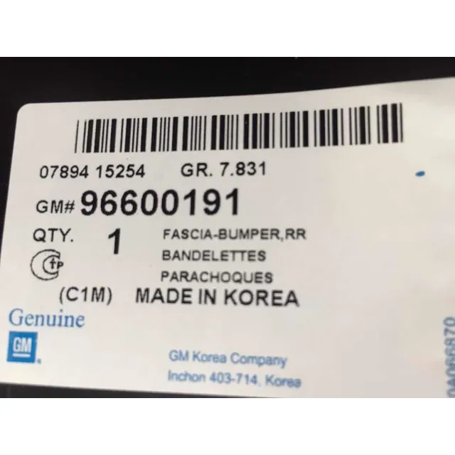 Parachoque Trasero De Chevrolet Spark #96600191 Original Gm