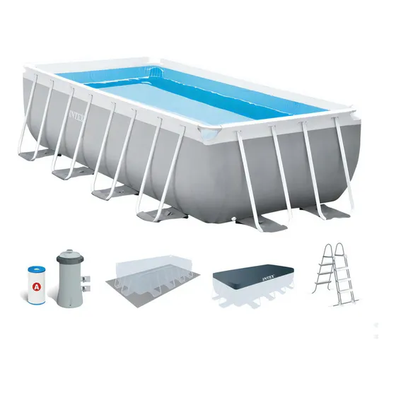 Pileta De Lona Estructural Intex 488x244x107 Cm Bomba +acces Color Azul