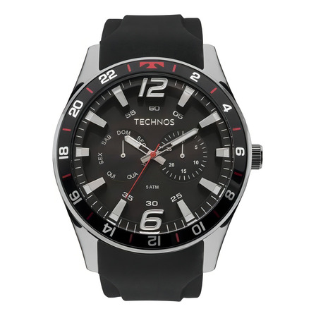 Relógio Technos Masculino Prata Vermelho Pulseira Silicone Cor Da Correia Preto Cor Do Bisel Preto Cor Do Fundo Preto Relógio Technos Masculino Prata Vermelho Pulseira Silicone Cor Da Correia Preto Cor Do Bisel Preto Cor Do Fundo Preto
