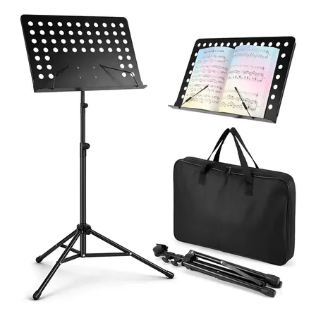 Estante Partitura Dobrável Tripé Suporte De Music Com Bolsa Preto