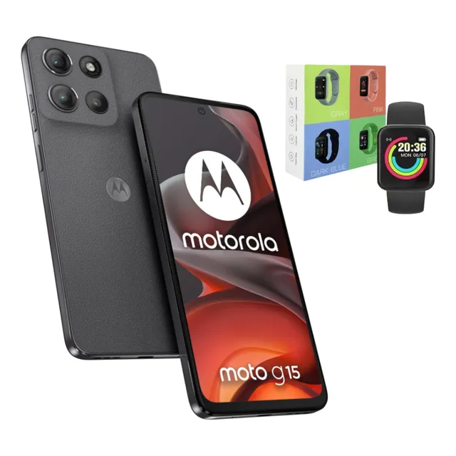 Motorola Moto G15 256gb 4gb Ram Tornado + Smartwatch Macaron