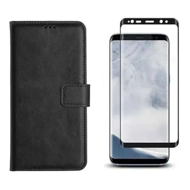 Kit Capa Case Carteira Couro P/ Galaxy S8 Plus + Pelicula 3d