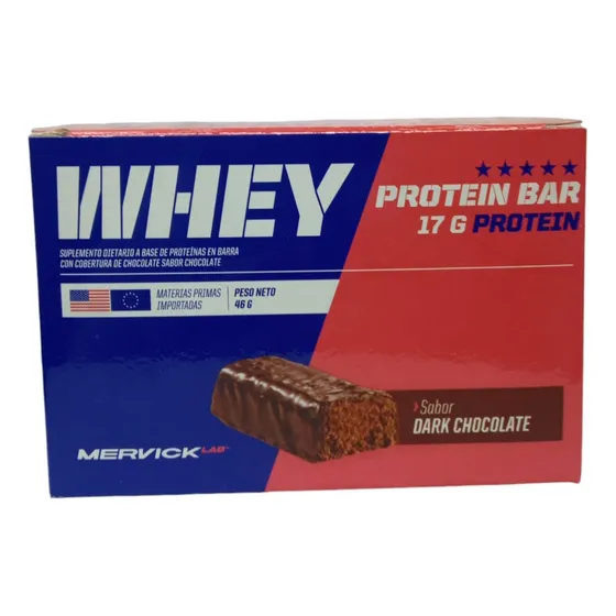 Whey Protein Bar Dark Choco 46gr 35% Protein X12u. - Mervick
