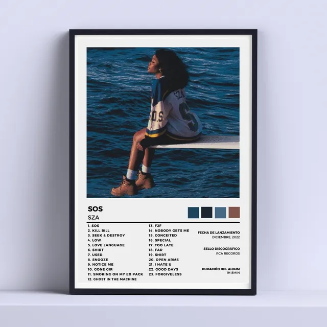 Cuadro Sza Album Musical  Sos   30x40cm Con Vidrio