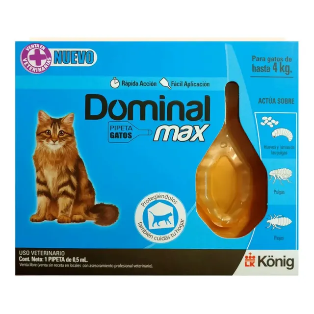 Pipeta Gatos Dominal Max - De 4 Kg Anti Pulgas Y Garrapatas