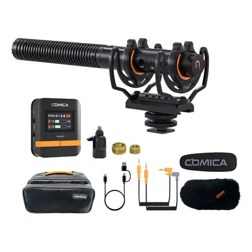 Comica Vm40 Combo Microfone Shotgun Sem Fio De Canal Duplo