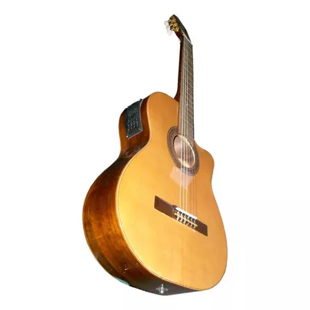 Guitarra Clasica Fonseca 40kec Con Microfono Prm Color Marrón Claro Orientación De La Mano Derecha