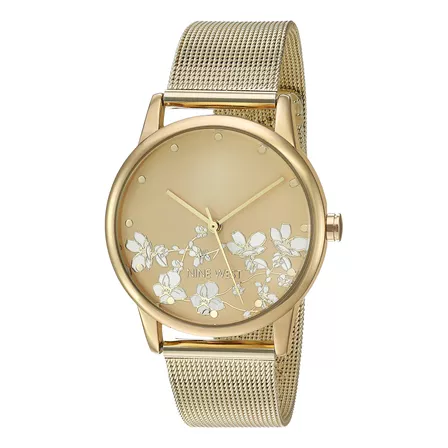 Reloj Nine West Para Mujer Con Esfera Floral Y Pulsera De Ma