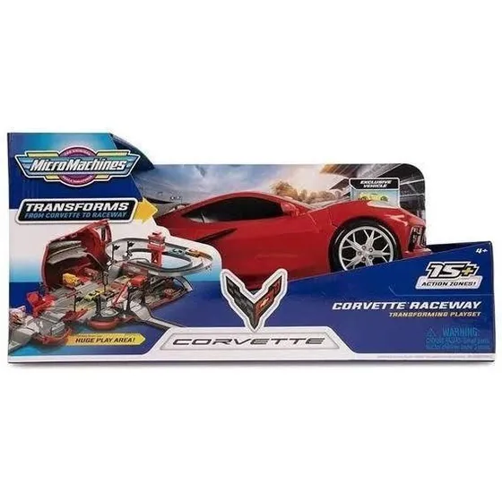 Set Micro Machines Corvette Rojo Convertible En Pista 