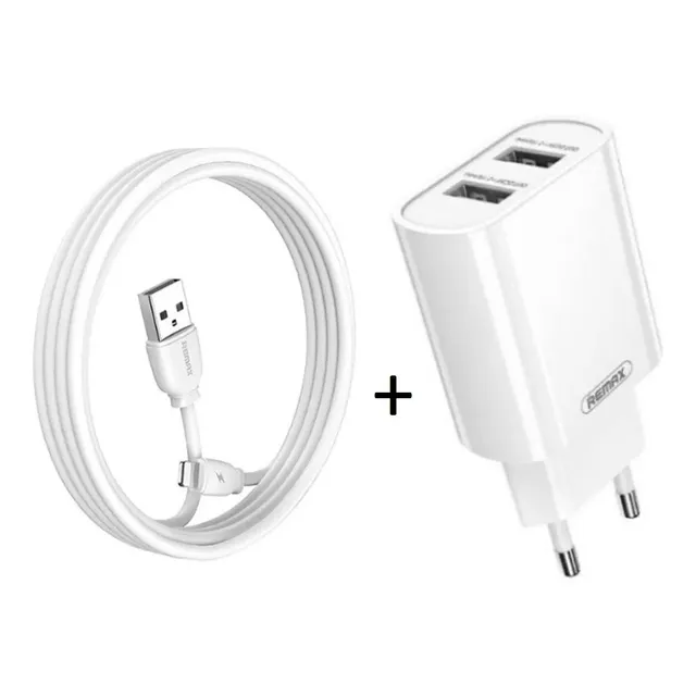 Kit de cargador USB dual Remax con cable Lightning para iPhone iPad