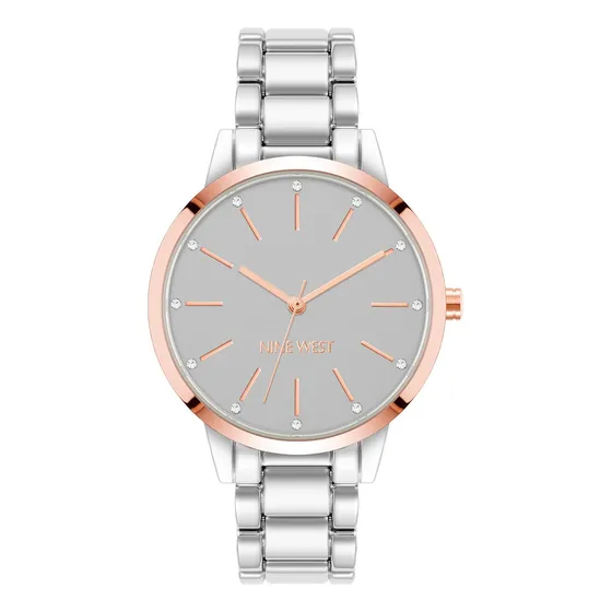 Reloj Nine West, Cristales, Plata/rose Oro, Accesorio Elegan