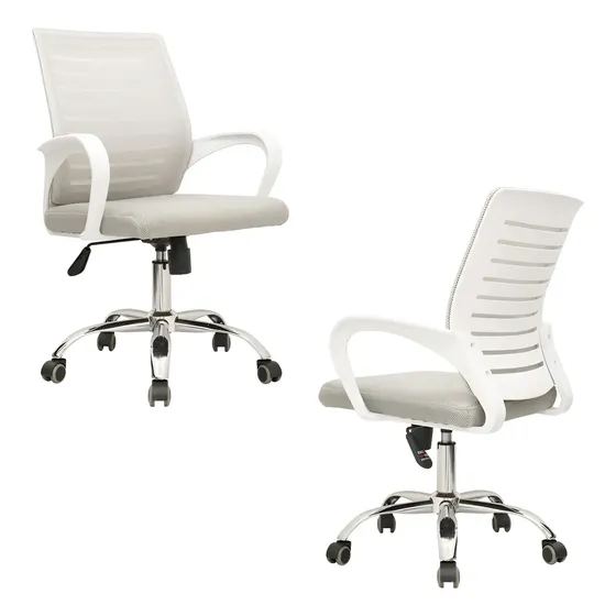 Set X 2 Und Sillon Ejec. Dex Malla Gris Marco Blanco Xj Bon | Cuotas sin interés