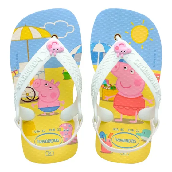 Chinelo Havaianas Baby Infantil Bebê Com Elástico Peppa Pig