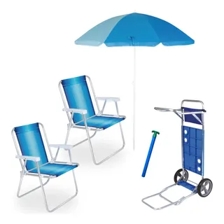 2 Cadeiras Praia AlumĂnio+ Carrinho Avanço+ Guarda Sol 1,50m 2 Cadeiras Praia AlumĂnio+ Carrinho Avanço+ Guarda Sol 1,50m