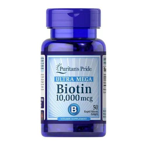 Biotina 10,000 mcg - 50 cápsulas blandas - Purita'n Pride