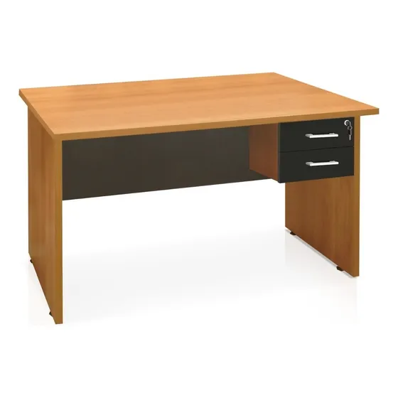 Escritorio Con Cajonero Patas Madera 120 Cm Línea Office Color Brianza Con Negro