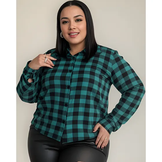 Camisa Xadrez Plus Size Feminia Importada Rodeio Sao Joao