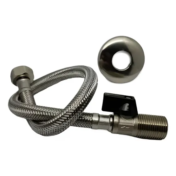 Engate Rabicho Flexível Aço Inox C/registro P/vazão 1/2x60cm Acabamento Cromado Cor Prateado