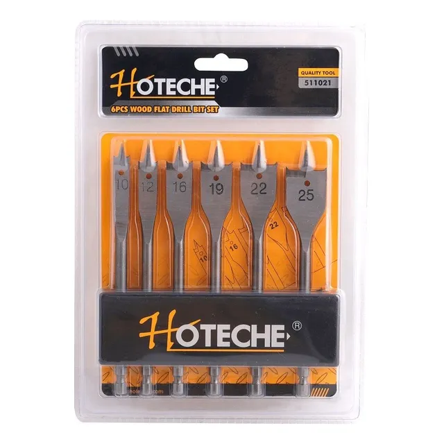 Kit De Mechas Plana Para Madera De 6 Piezas Hoteche