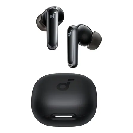 Audífonos Anker Soundcore P40i Inalámbricos, 60 Horas de Reproducción, Cancelación de Ruido Adaptativa -42dB, Bajos Profundos, Estuche 2-en-1 (Cargador y Soporte de Teléfono), IP54 waterproof, Negro