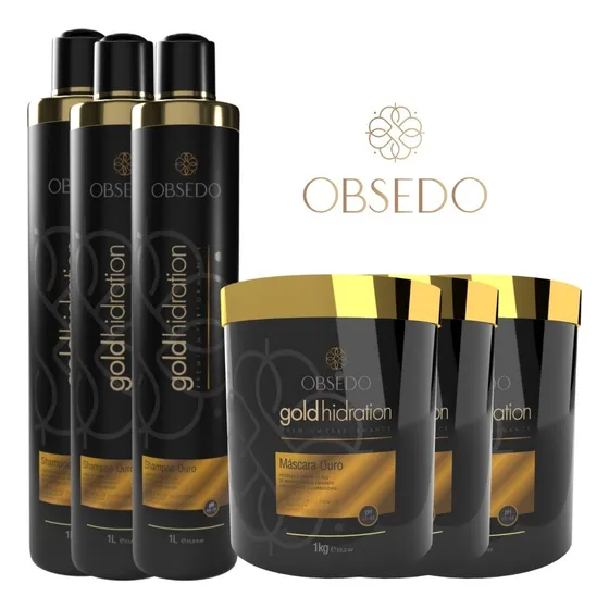 03 Kit Banho De Ouro Gold Brilho Hidratação Pro. ( Atacado )