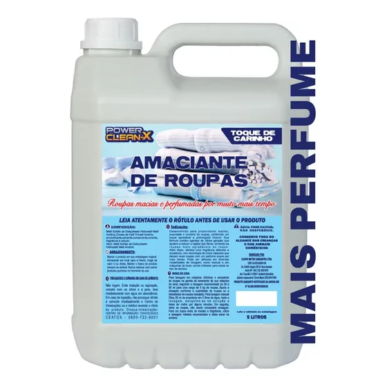 Amaciante De Roupas E Tecidos Concentrado Power Clean-x 5l