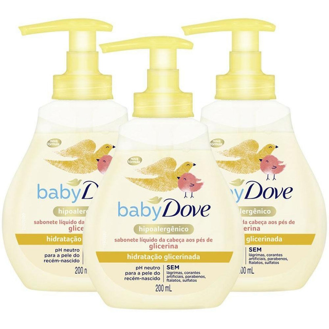 Kit 3 Sabonetes Líquido Baby Dove Glicerinado 200ml Kit 3 Sabonetes Líquido Baby Dove Glicerinado 200ml