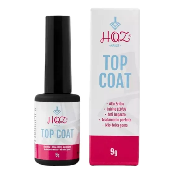 Top Coat Hqz Nails 10ml Selante Led Uv Alto Brilho Sem Goma