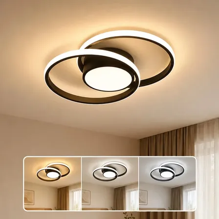 Luminária Sobrepor Plafon Led Moderna, Luminária De Teto Redonda, Preto, 3 Cores, Bivolt