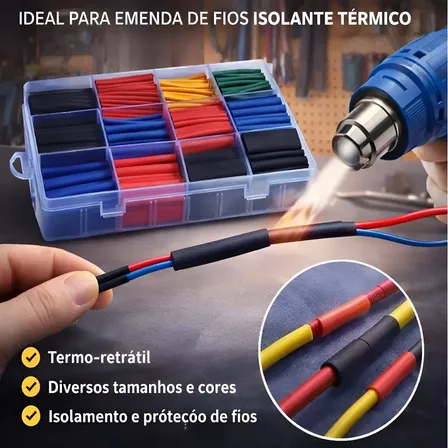 Jogo Espaguete Isolante Termo Retrátil 560 Pecas Emenda Fios